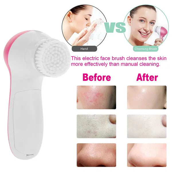 Waterproof Electric Facial Cleansing Brush — 5 Interchangeable Heads