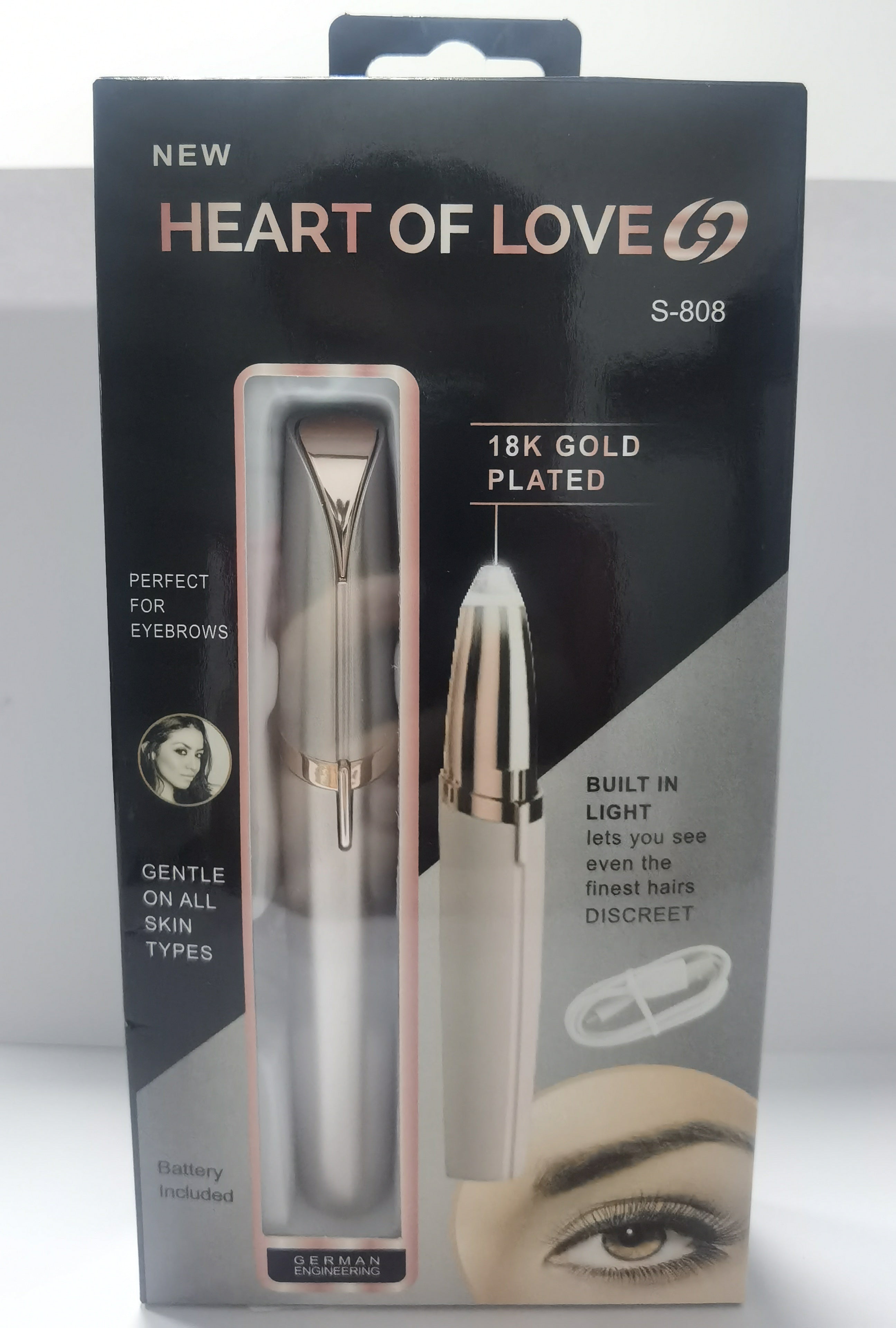 Mini Electric Eyebrow & Facial Hair Trimmer with LED Light