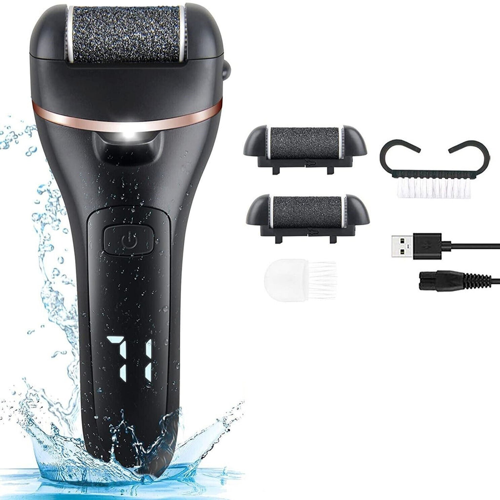 Electric Foot Callus Remover & Pedicure Kit — 3 Roller Heads, Rechargeable