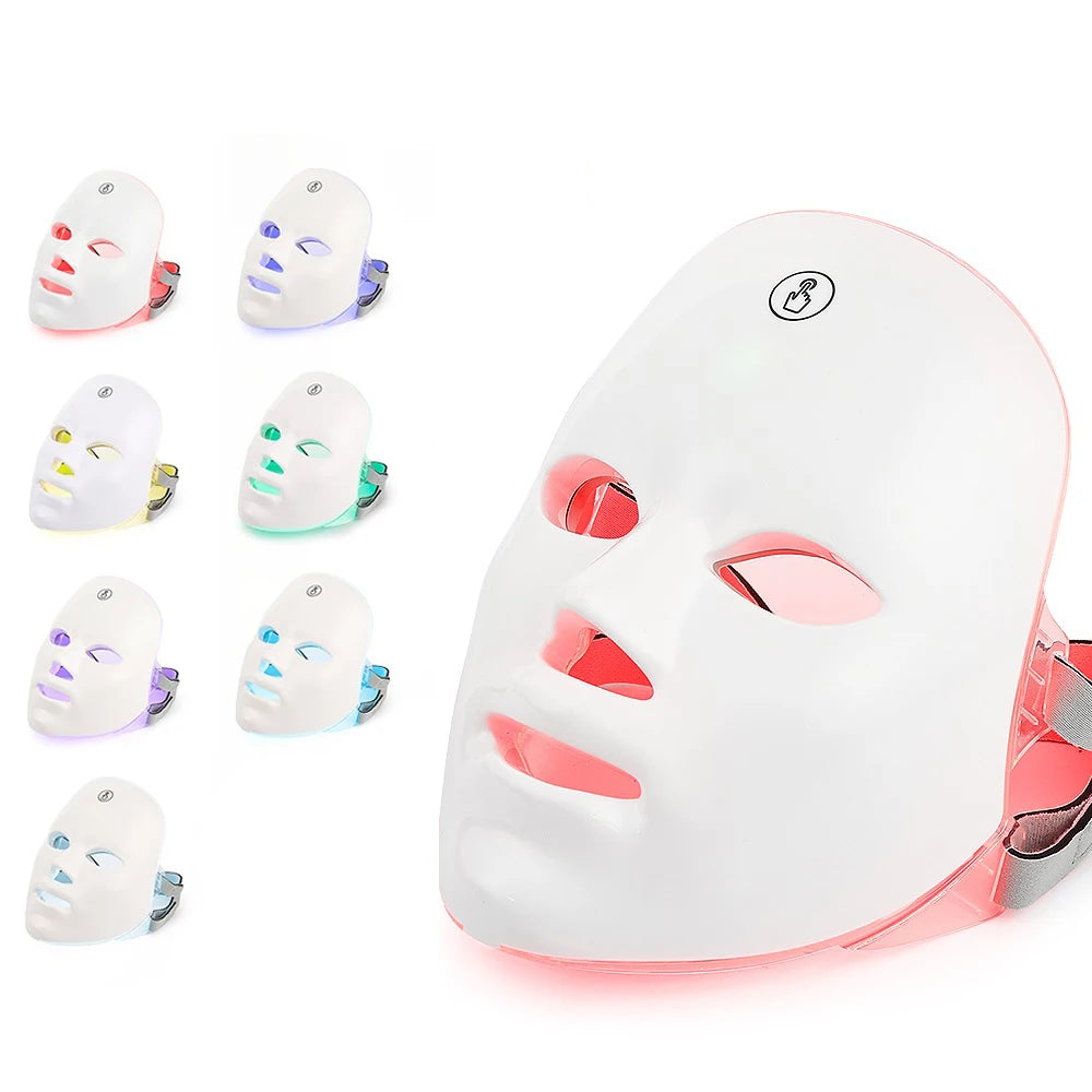 Rechargeable Facial LED Mask — 7 Colors LED Photon Therapy for Skin Rejuvenation & Anti-Aging
