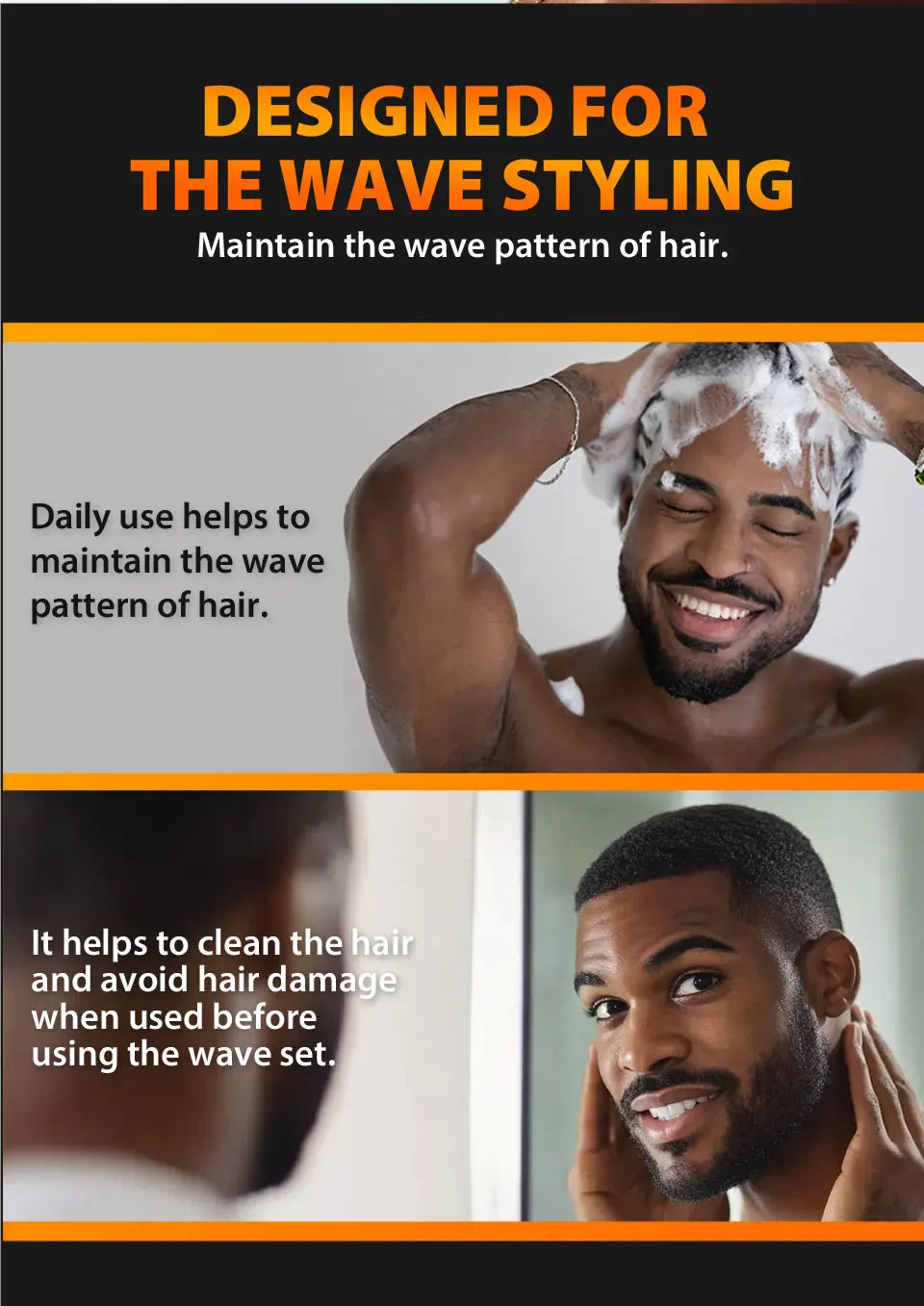 360 Waves Shampoo — Deep Clean Anti-Hair Loss & Wave Control Conditioner, 200ml