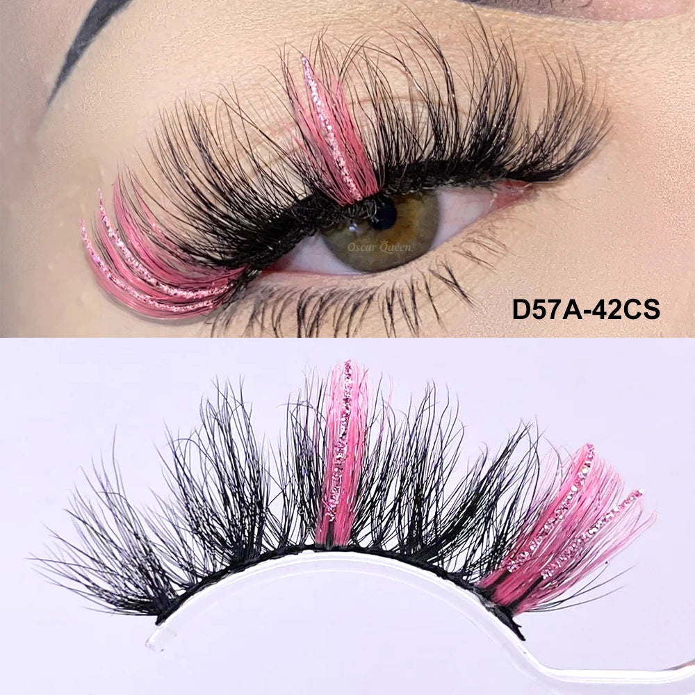 Fluffy Glitter Ombre Colored Lashes 5D Natural Mink Lashes Bulk Wholesale Magnetic Eyelashes Extension Makeup Lash Box Packaging