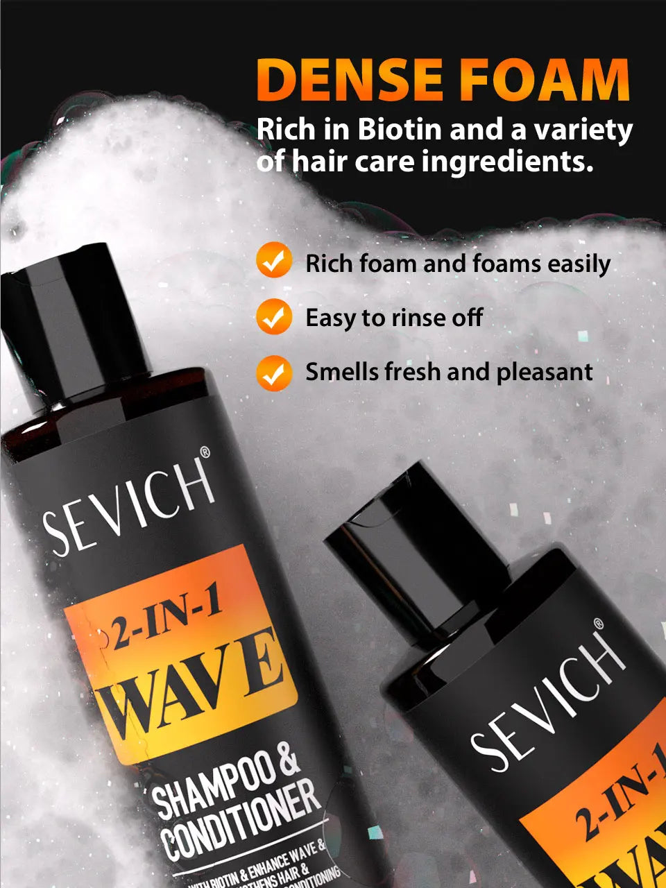 360 Waves Shampoo — Deep Clean Anti-Hair Loss & Wave Control Conditioner, 200ml