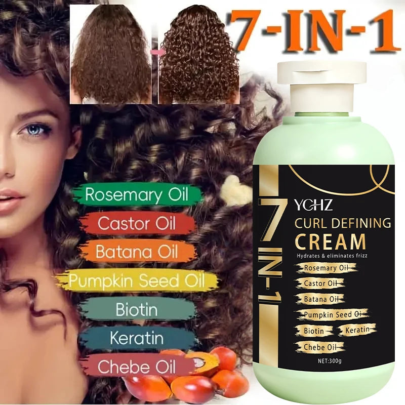 Curly Hair Care Cream, Deeply Moisturizing and Long-Lasting, Suitable for Wavy and Curly Hair, Protective Perm and Curl Enhancement Cream, Suitable for All Hair Types