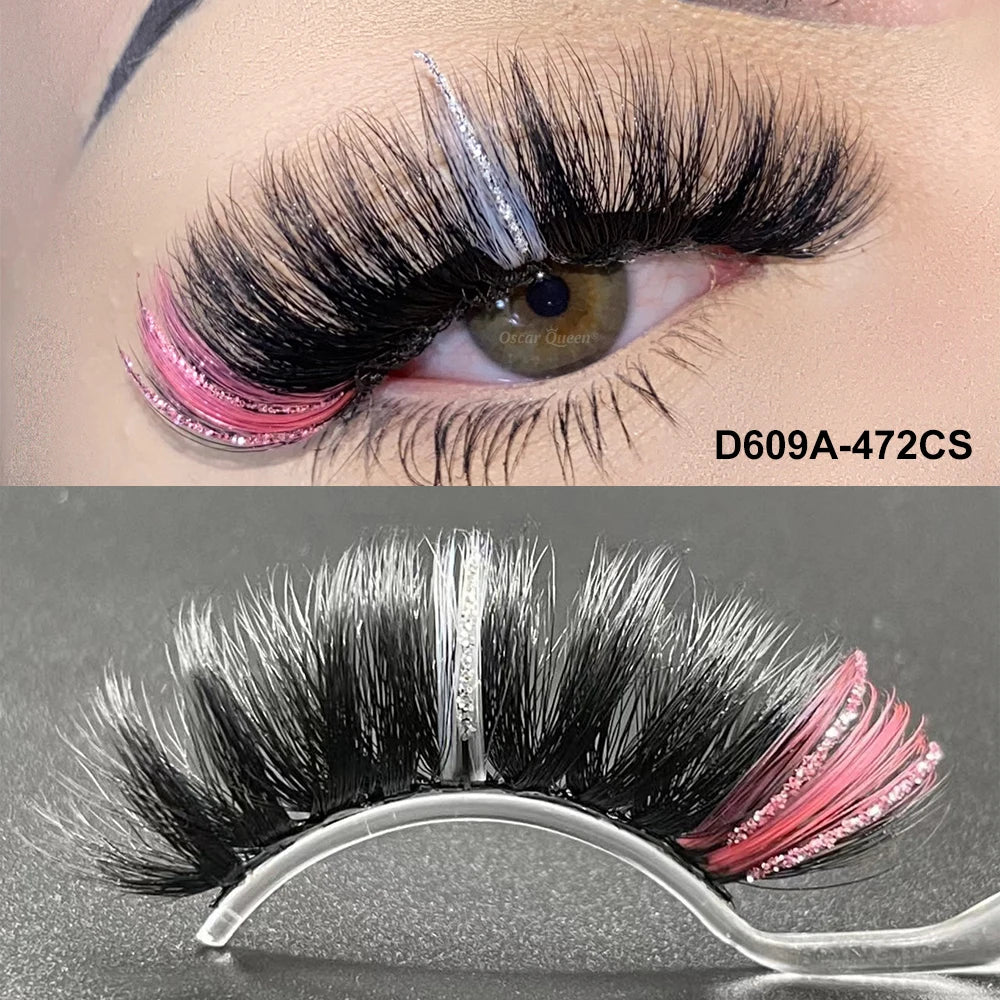 Fluffy Glitter Ombre Colored Lashes 5D Natural Mink Lashes Bulk Wholesale Magnetic Eyelashes Extension Makeup Lash Box Packaging