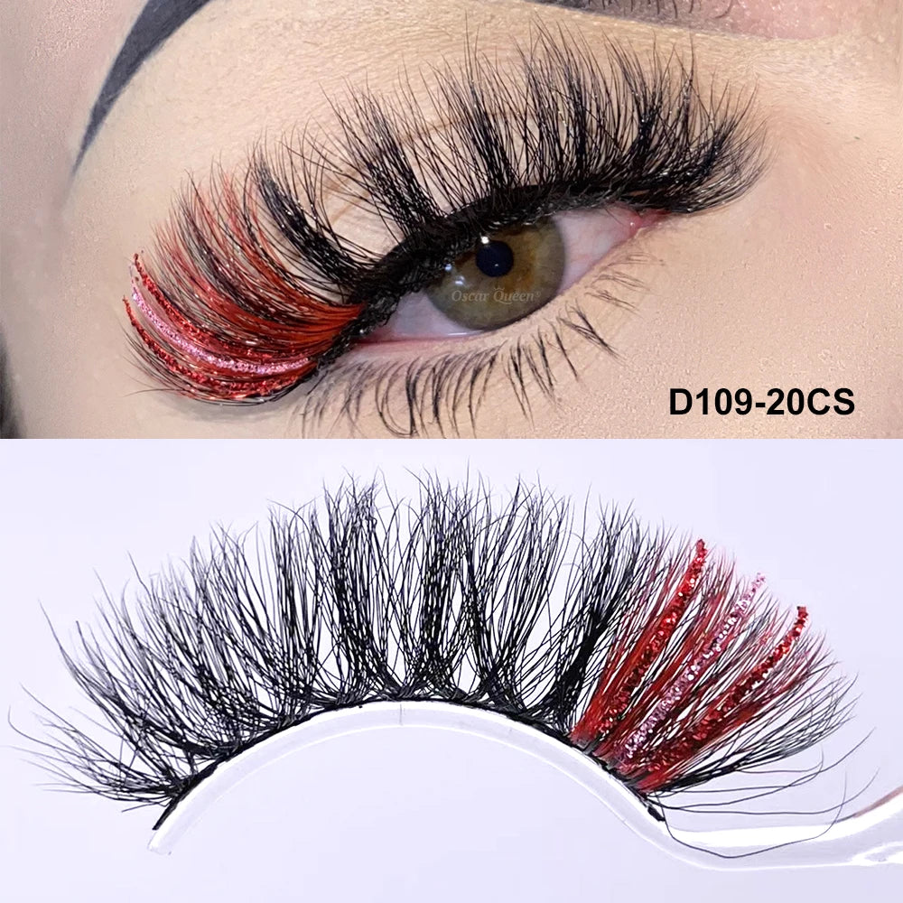Fluffy Glitter Ombre Colored Lashes 5D Natural Mink Lashes Bulk Wholesale Magnetic Eyelashes Extension Makeup Lash Box Packaging
