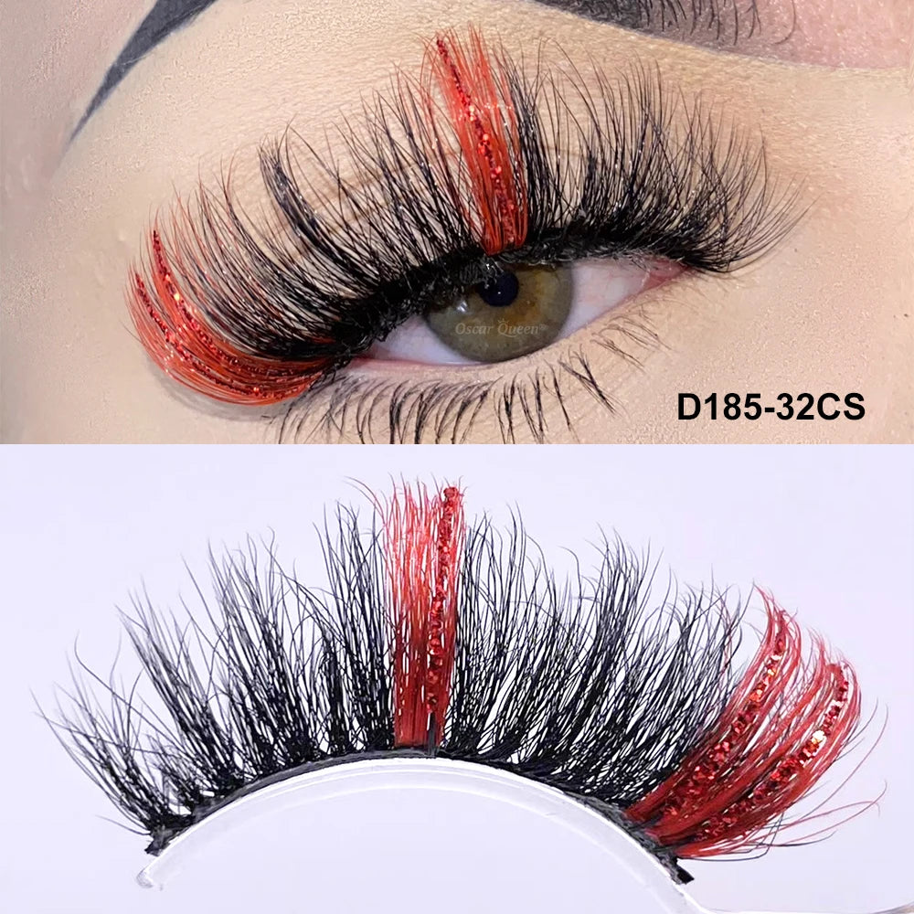 Fluffy Glitter Ombre Colored Lashes 5D Natural Mink Lashes Bulk Wholesale Magnetic Eyelashes Extension Makeup Lash Box Packaging