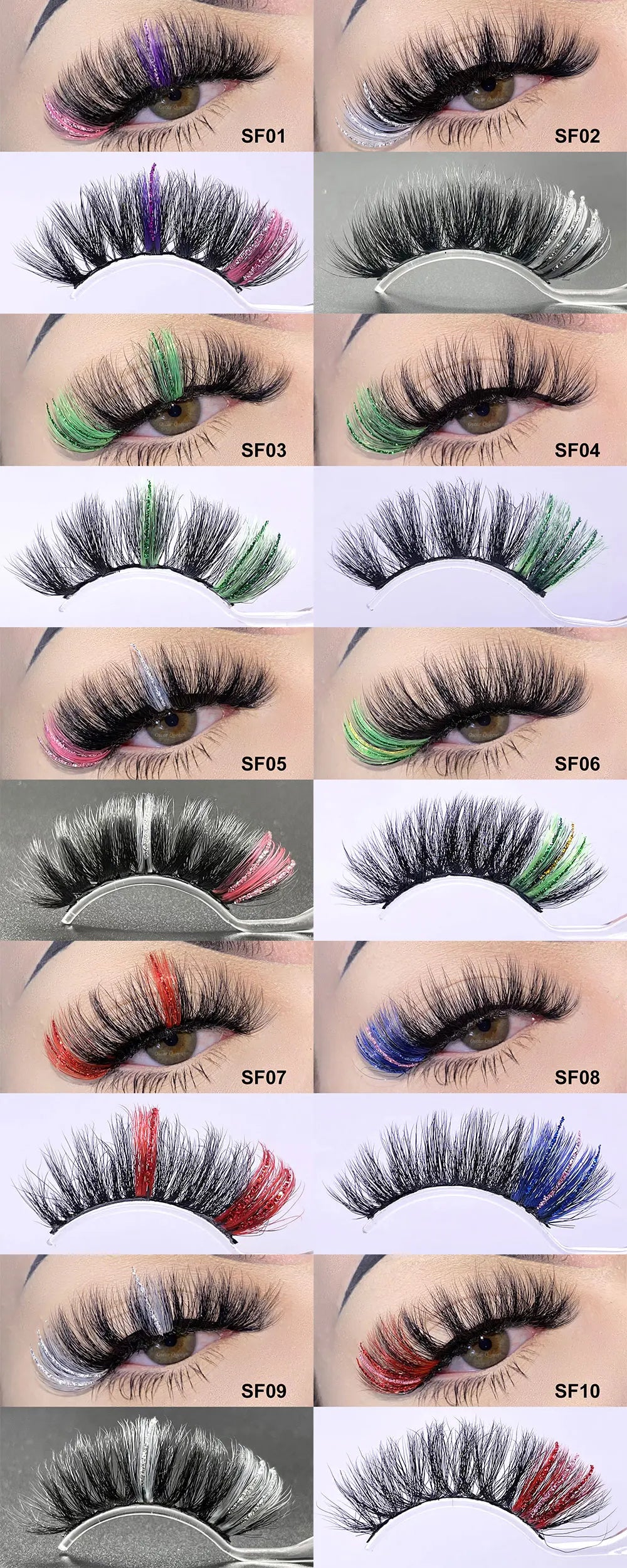 Fluffy Glitter Ombre Colored Lashes 5D Natural Mink Lashes Bulk Wholesale Magnetic Eyelashes Extension Makeup Lash Box Packaging