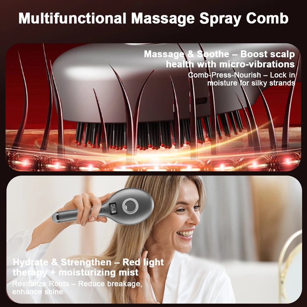Hair Care Spray Massage Comb Red Light Scalp Massage Hairbrush Head Massager Hair Sprayer Atomizing Brush Hair Growth Comb
