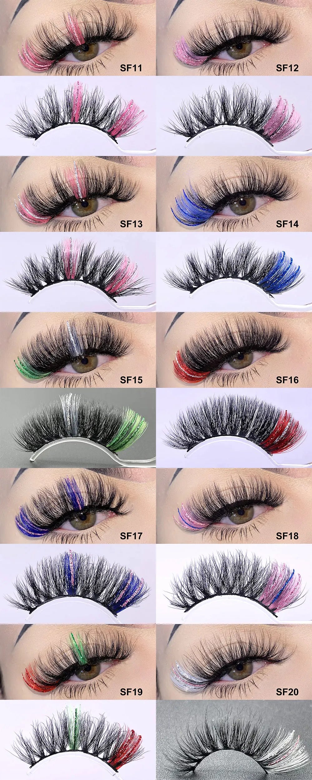 Fluffy Glitter Ombre Colored Lashes 5D Natural Mink Lashes Bulk Wholesale Magnetic Eyelashes Extension Makeup Lash Box Packaging