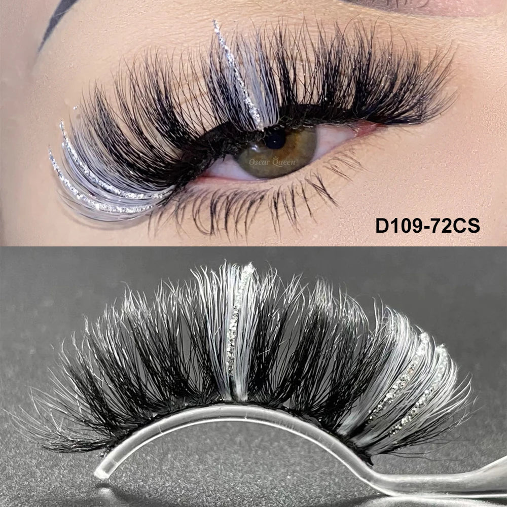Fluffy Glitter Ombre Colored Lashes 5D Natural Mink Lashes Bulk Wholesale Magnetic Eyelashes Extension Makeup Lash Box Packaging