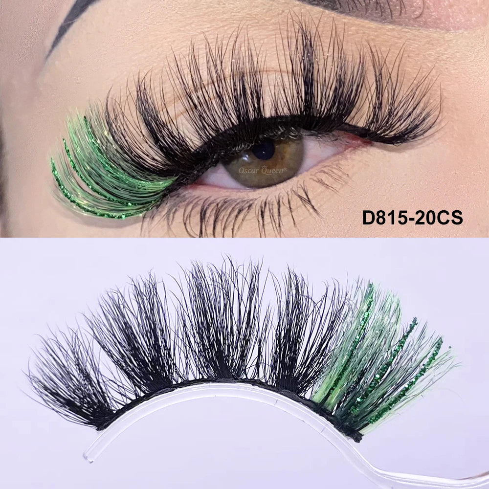 Fluffy Glitter Ombre Colored Lashes 5D Natural Mink Lashes Bulk Wholesale Magnetic Eyelashes Extension Makeup Lash Box Packaging