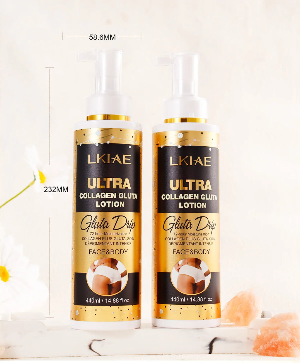 LKIAE Ultra Collagen and Glutathione Whitening Body Lotion, Deeply Moisturizing, Smooth, Soften Skin, Improve Rough Skin Cream