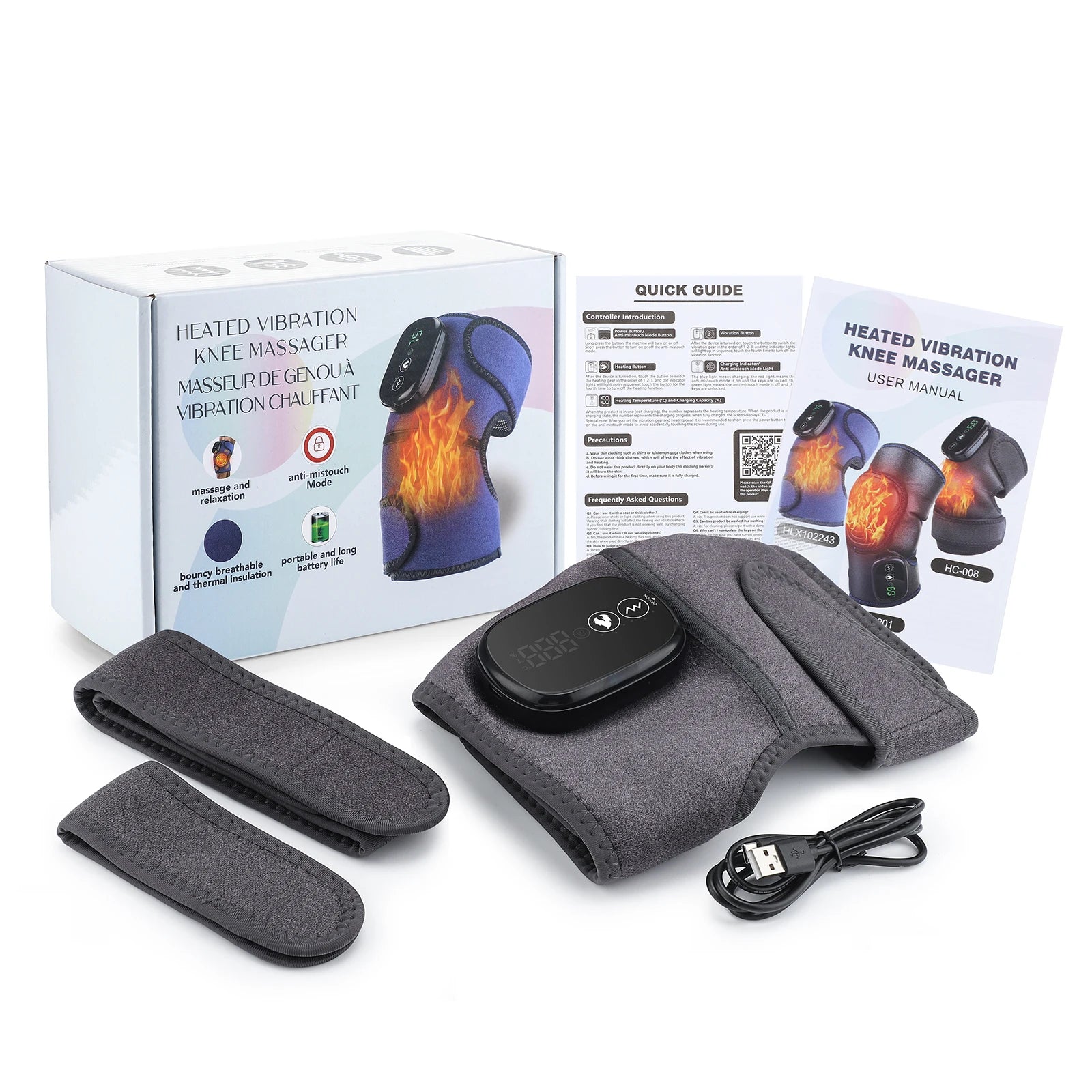 Electric Knee Massager with Far Infrared Heat for Joint Brace Support and Pain Relief - Health and wellness