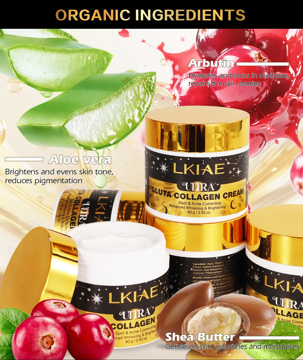 LKIAE Ultra Glutathione and Collagen Lighten Set, Moisturizer, Reduce Dark Spots, Improve Roughness, Leaving Skin Soft, Smooth