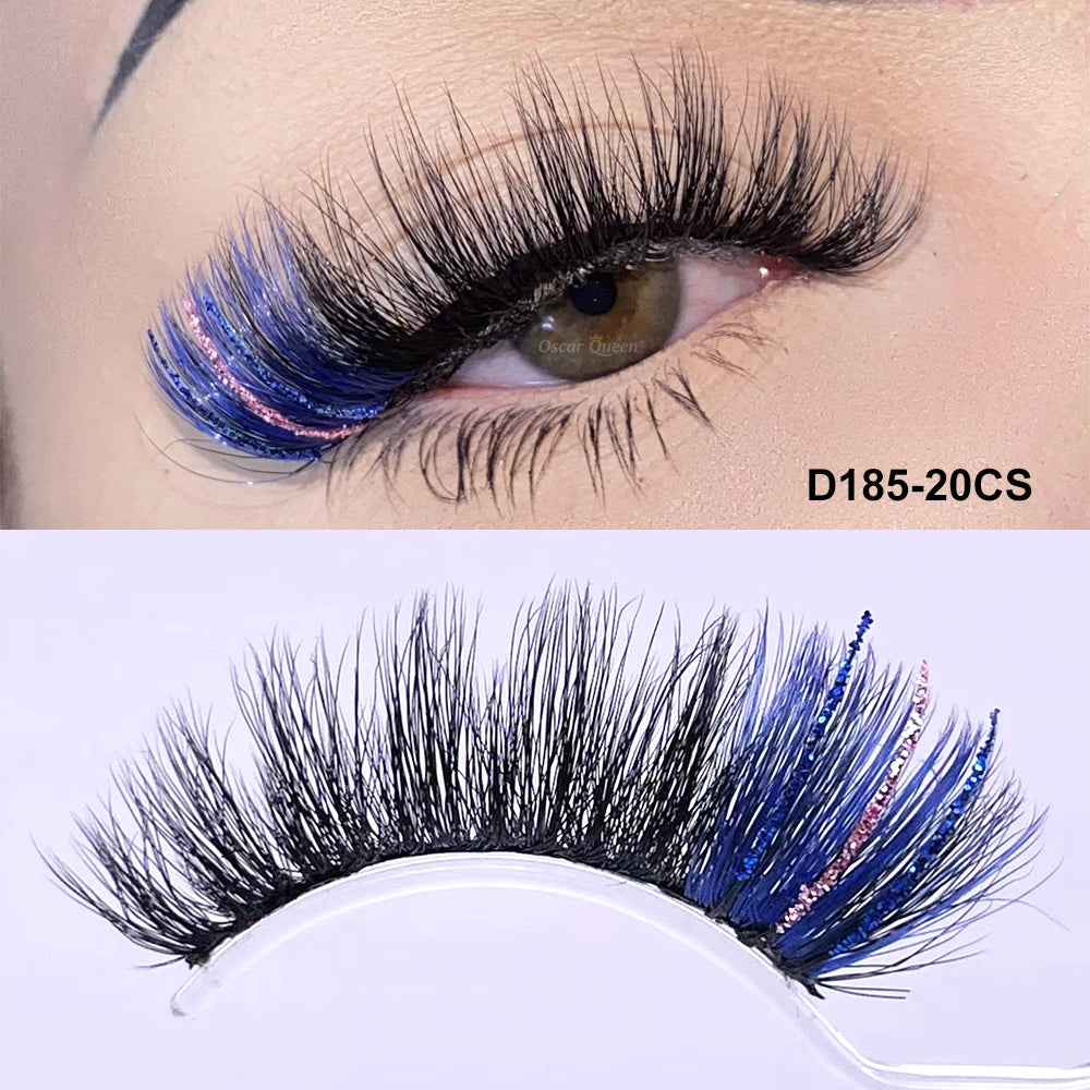 Fluffy Glitter Ombre Colored Lashes 5D Natural Mink Lashes Bulk Wholesale Magnetic Eyelashes Extension Makeup Lash Box Packaging