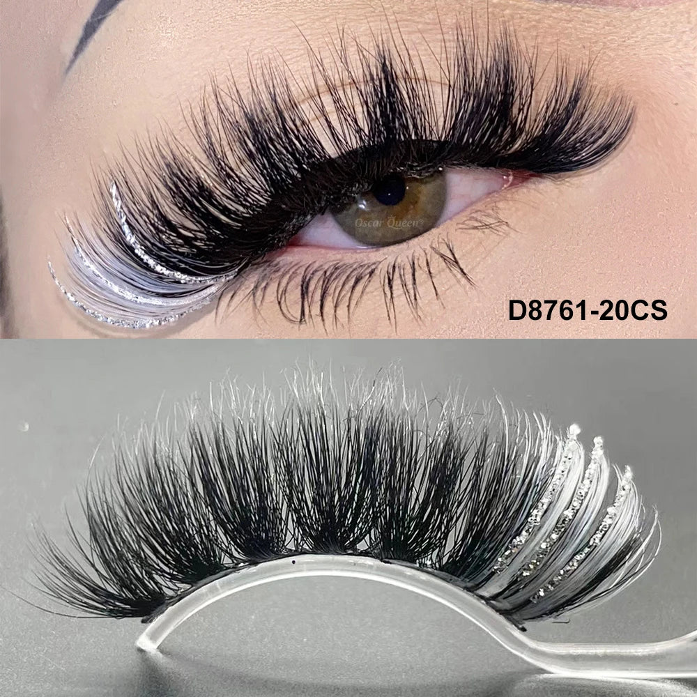 Fluffy Glitter Ombre Colored Lashes 5D Natural Mink Lashes Bulk Wholesale Magnetic Eyelashes Extension Makeup Lash Box Packaging