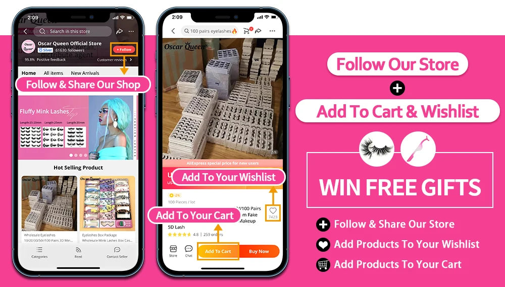 Fluffy Glitter Ombre Colored Lashes 5D Natural Mink Lashes Bulk Wholesale Magnetic Eyelashes Extension Makeup Lash Box Packaging