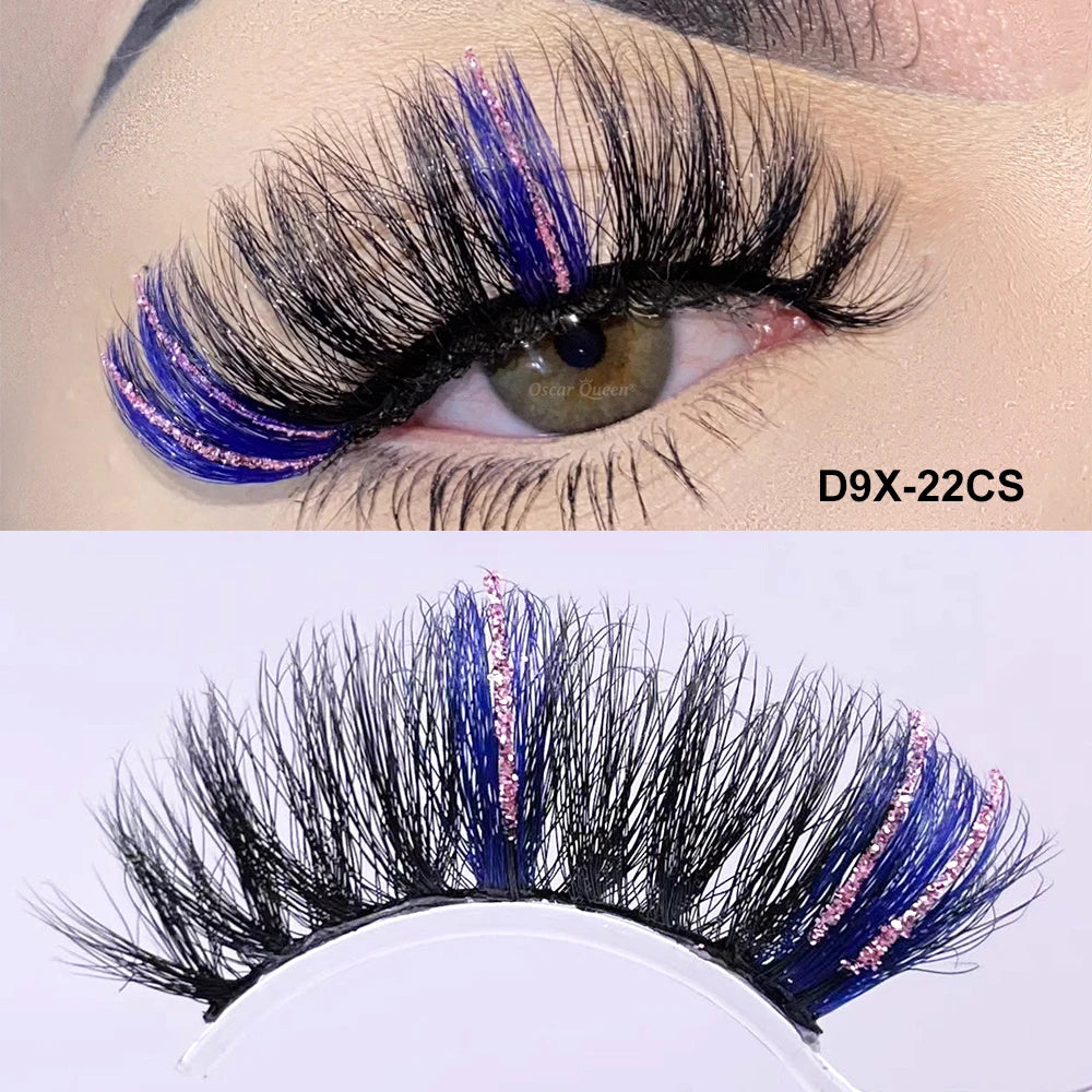 Fluffy Glitter Ombre Colored Lashes 5D Natural Mink Lashes Bulk Wholesale Magnetic Eyelashes Extension Makeup Lash Box Packaging