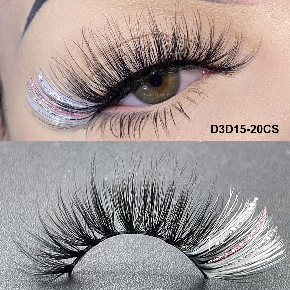 Fluffy Glitter Ombre Colored Lashes 5D Natural Mink Lashes Bulk Wholesale Magnetic Eyelashes Extension Makeup Lash Box Packaging