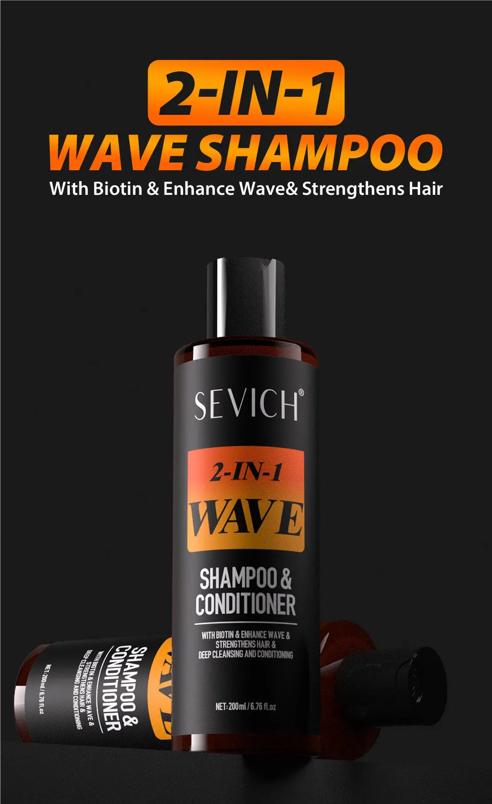 360 Waves Shampoo — Deep Clean Anti-Hair Loss & Wave Control Conditioner, 200ml