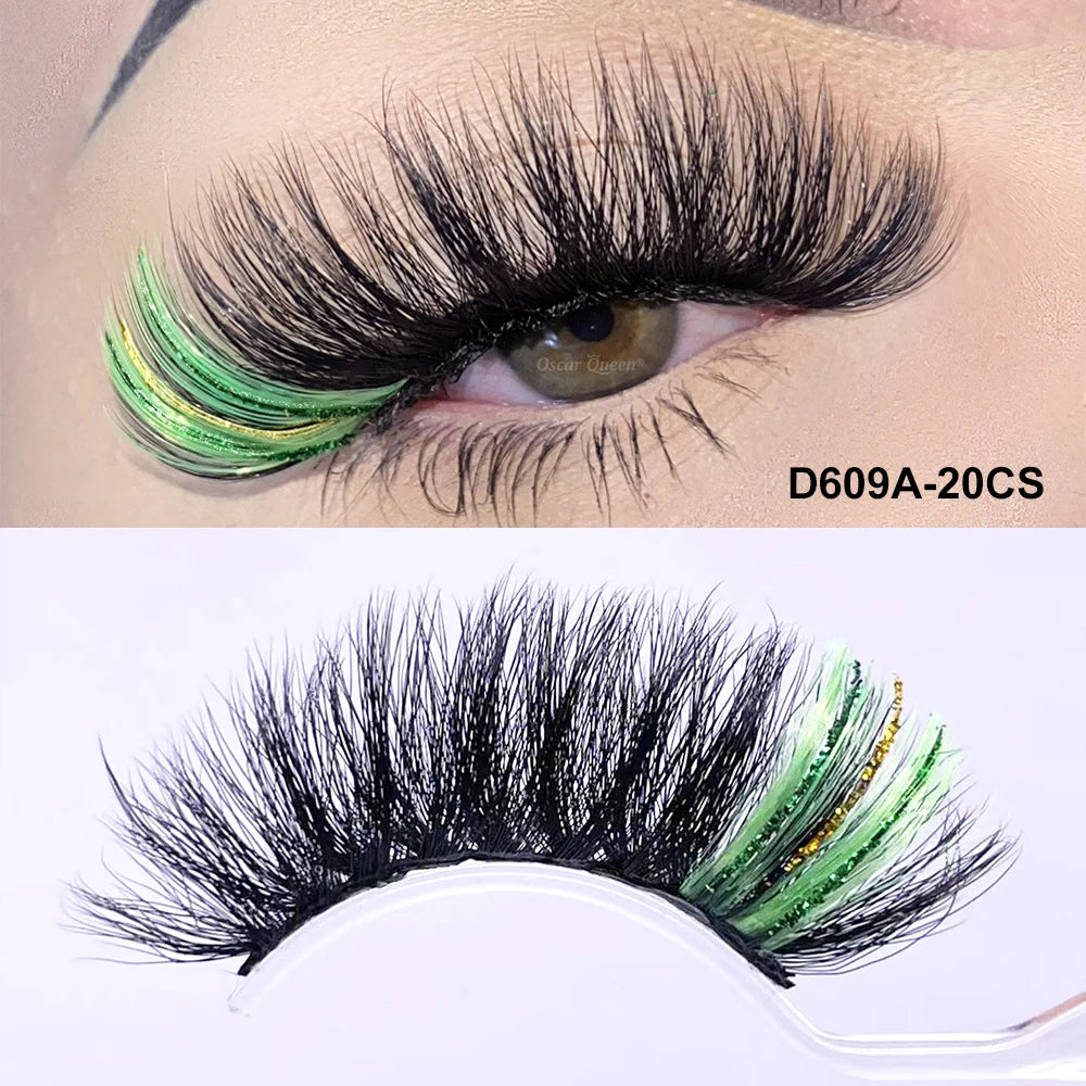 Fluffy Glitter Ombre Colored Lashes 5D Natural Mink Lashes Bulk Wholesale Magnetic Eyelashes Extension Makeup Lash Box Packaging