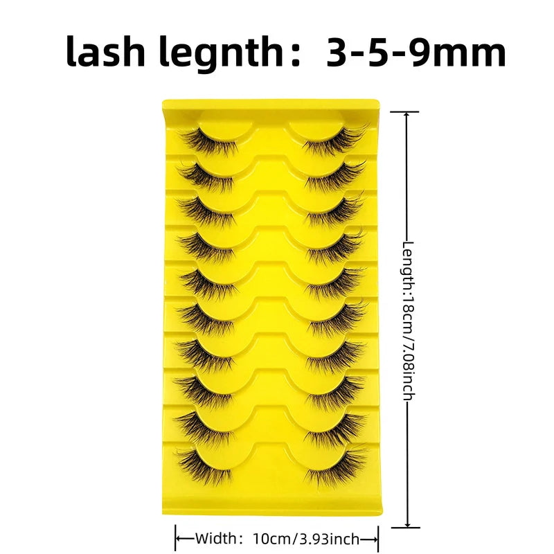 Wispy Cat Eye False Eyelashes — 10 Pairs, Natural Fluffy Faux Mink for Everyday Glam - Health and wellness