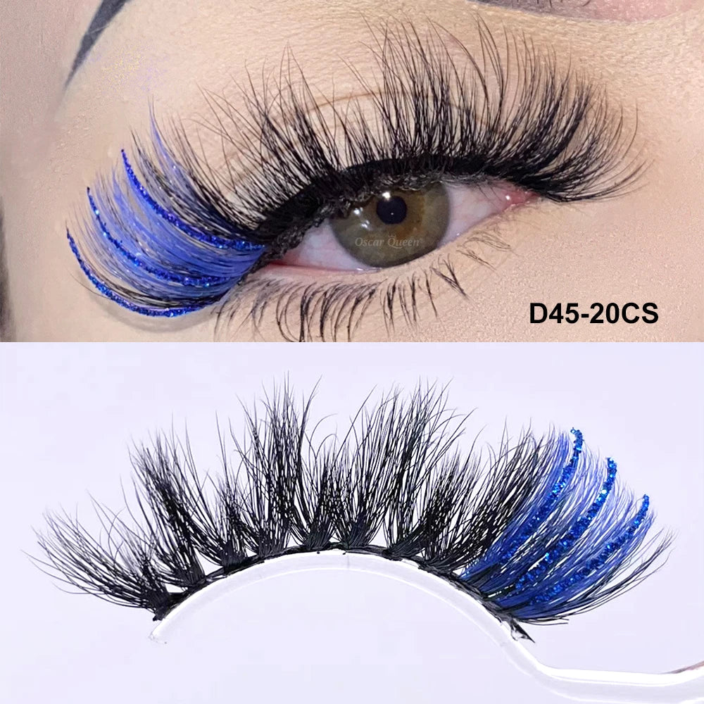 Fluffy Glitter Ombre Colored Lashes 5D Natural Mink Lashes Bulk Wholesale Magnetic Eyelashes Extension Makeup Lash Box Packaging