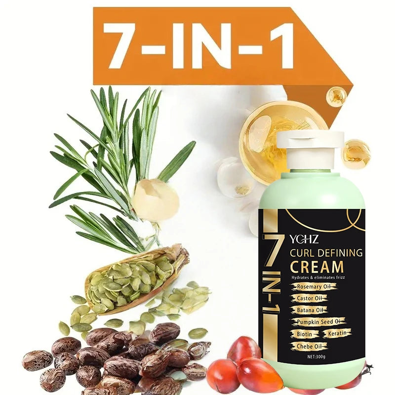 Curly Hair Care Cream, Deeply Moisturizing and Long-Lasting, Suitable for Wavy and Curly Hair, Protective Perm and Curl Enhancement Cream, Suitable for All Hair Types