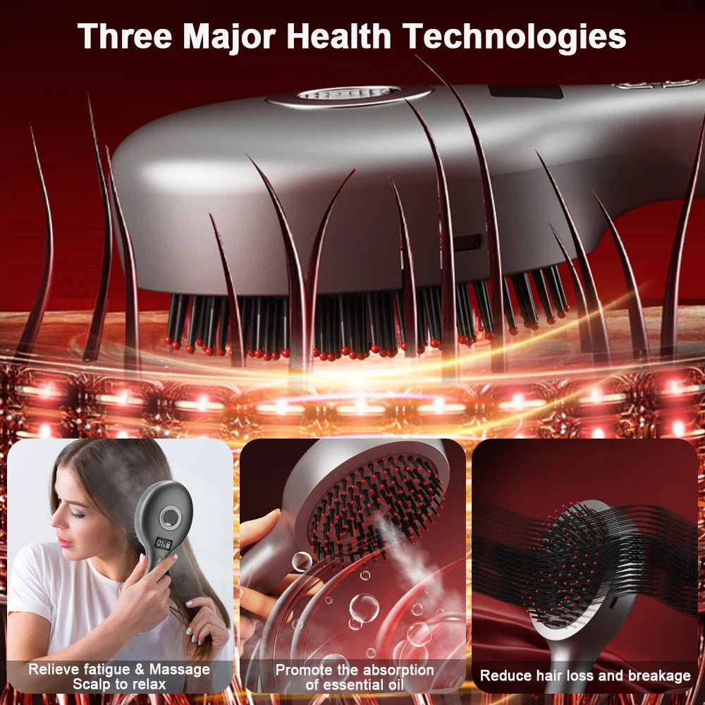 Hair Care Spray Massage Comb Red Light Scalp Massage Hairbrush Head Massager Hair Sprayer Atomizing Brush Hair Growth Comb