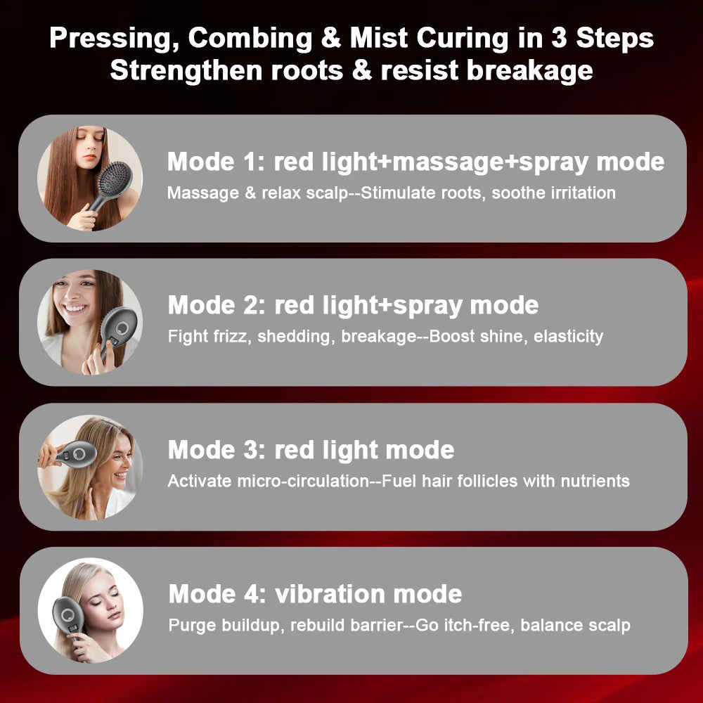 Hair Care Spray Massage Comb Red Light Scalp Massage Hairbrush Head Massager Hair Sprayer Atomizing Brush Hair Growth Comb