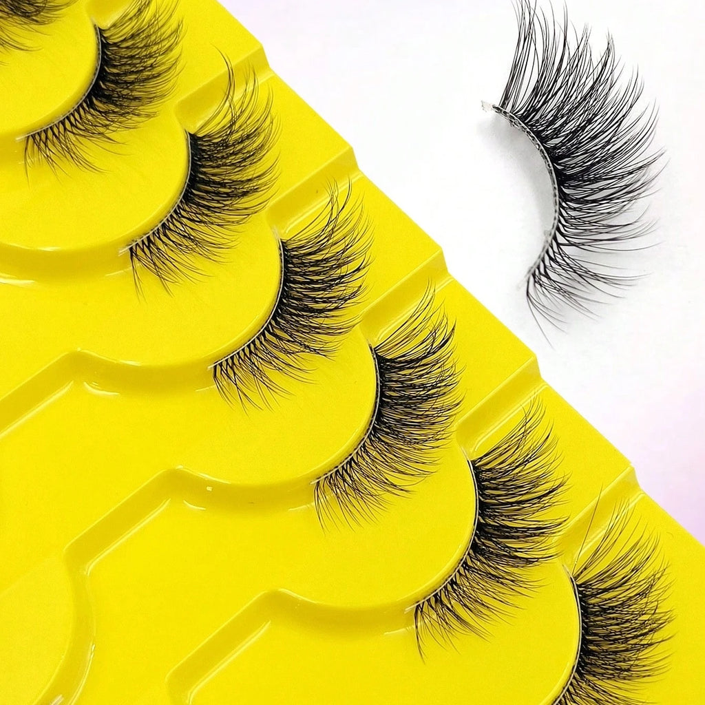 Wispy Cat Eye False Eyelashes — 10 Pairs, Natural Fluffy Faux Mink for Everyday Glam - Health and wellness