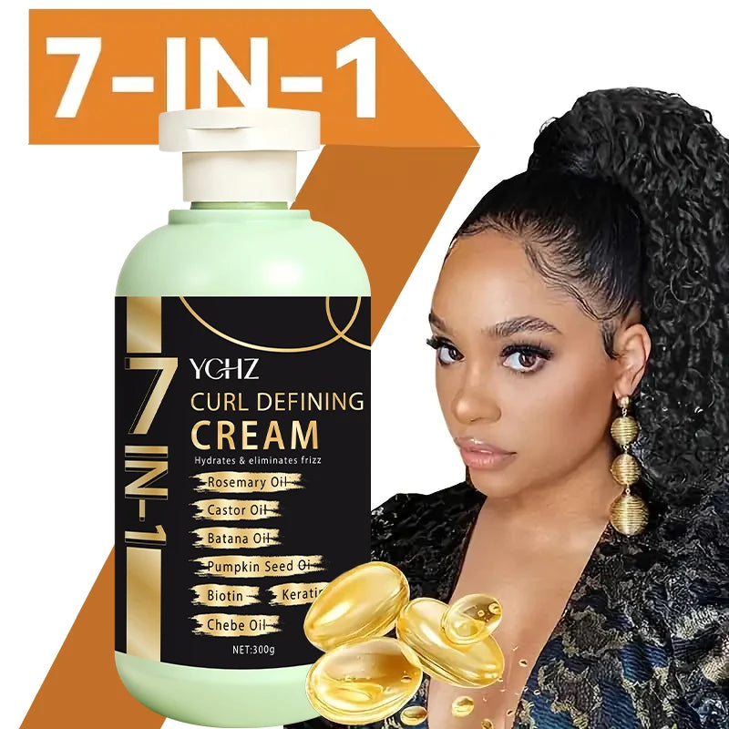 Curly Hair Care Cream, Deeply Moisturizing and Long-Lasting, Suitable for Wavy and Curly Hair, Protective Perm and Curl Enhancement Cream, Suitable for All Hair Types