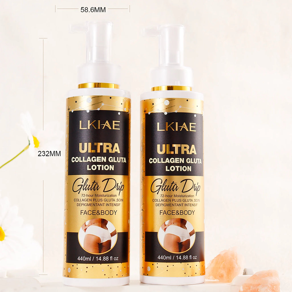 LKIAE Ultra Collagen and Glutathione Whitening Body Lotion, Deeply Moisturizing, Smooth, Soften Skin, Improve Rough Skin Cream