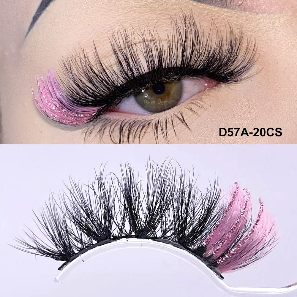 Fluffy Glitter Ombre Colored Lashes 5D Natural Mink Lashes Bulk Wholesale Magnetic Eyelashes Extension Makeup Lash Box Packaging