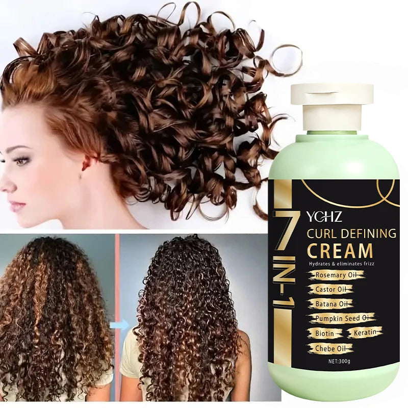 Curly Hair Care Cream, Deeply Moisturizing and Long-Lasting, Suitable for Wavy and Curly Hair, Protective Perm and Curl Enhancement Cream, Suitable for All Hair Types