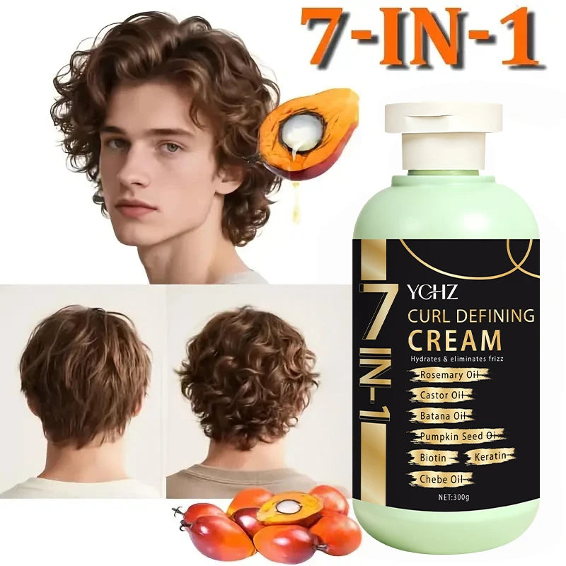 Curly Hair Care Cream, Deeply Moisturizing and Long-Lasting, Suitable for Wavy and Curly Hair, Protective Perm and Curl Enhancement Cream, Suitable for All Hair Types