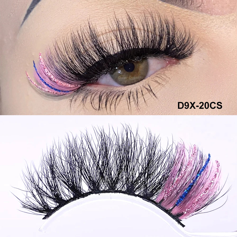 Fluffy Glitter Ombre Colored Lashes 5D Natural Mink Lashes Bulk Wholesale Magnetic Eyelashes Extension Makeup Lash Box Packaging