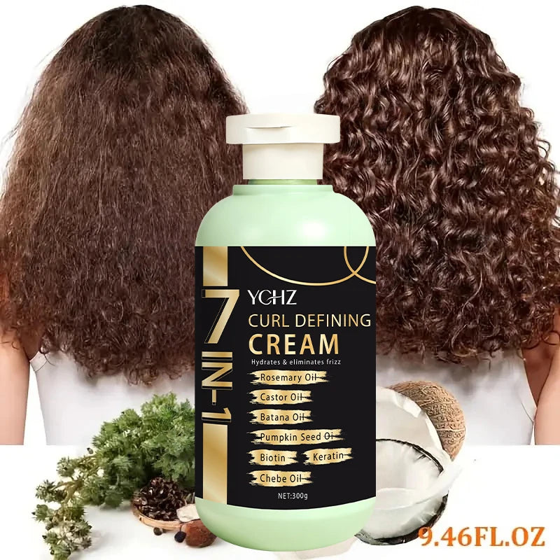 Curly Hair Care Cream, Deeply Moisturizing and Long-Lasting, Suitable for Wavy and Curly Hair, Protective Perm and Curl Enhancement Cream, Suitable for All Hair Types