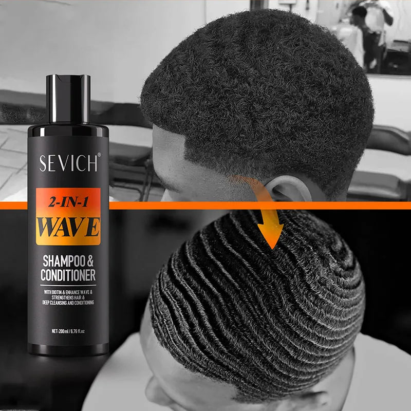 360 Waves Shampoo — Deep Clean Anti-Hair Loss & Wave Control Conditioner, 200ml