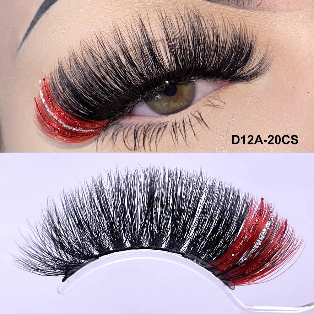Fluffy Glitter Ombre Colored Lashes 5D Natural Mink Lashes Bulk Wholesale Magnetic Eyelashes Extension Makeup Lash Box Packaging