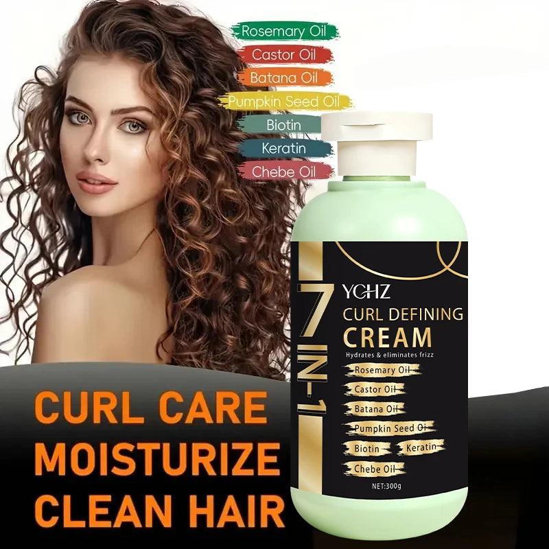 Curly Hair Care Cream, Deeply Moisturizing and Long-Lasting, Suitable for Wavy and Curly Hair, Protective Perm and Curl Enhancement Cream, Suitable for All Hair Types