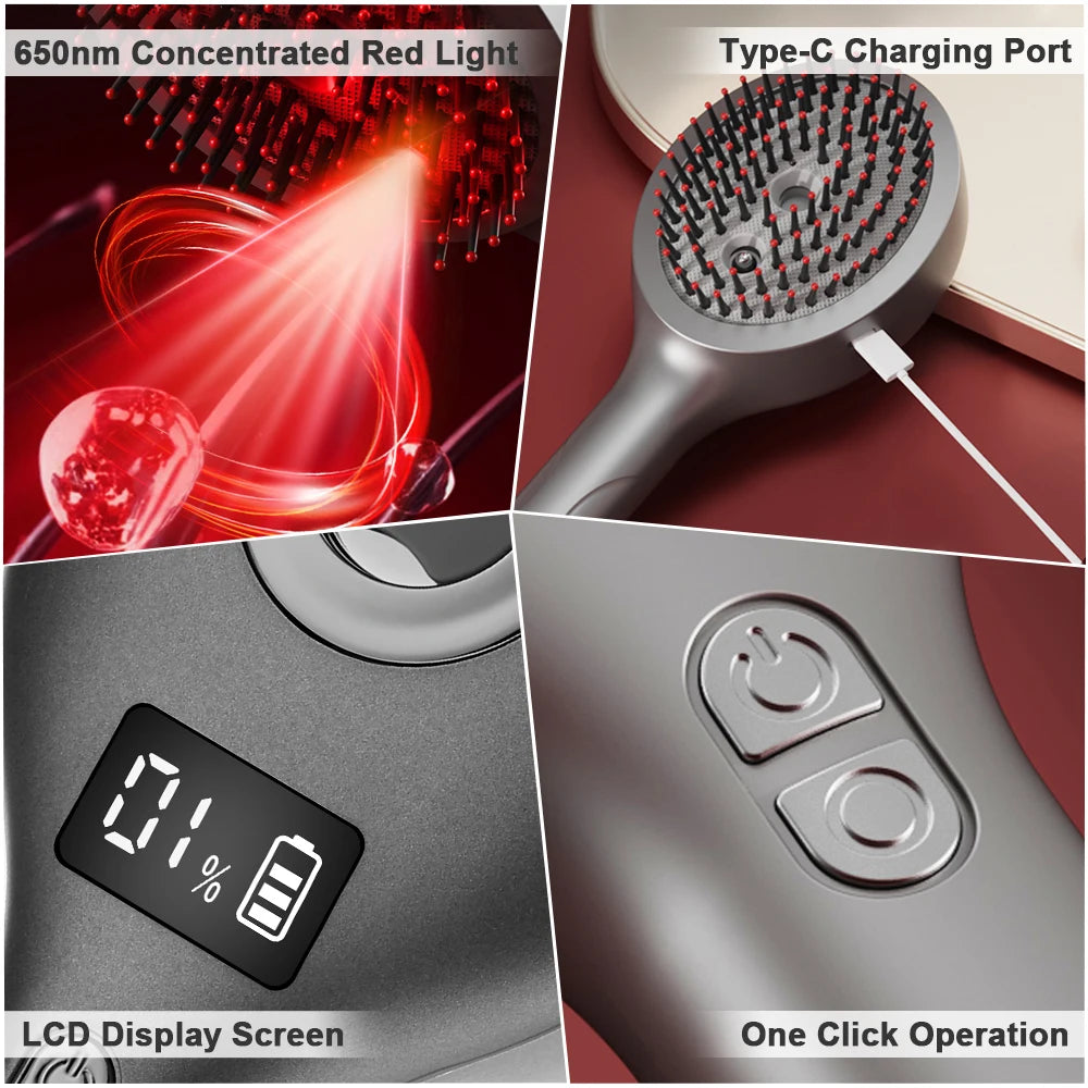 Hair Care Spray Massage Comb Red Light Scalp Massage Hairbrush Head Massager Hair Sprayer Atomizing Brush Hair Growth Comb
