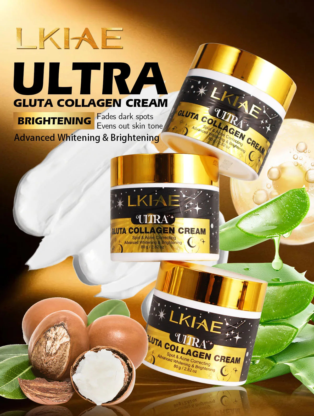 LKIAE Ultra Glutathione and Collagen Lighten Set, Moisturizer, Reduce Dark Spots, Improve Roughness, Leaving Skin Soft, Smooth
