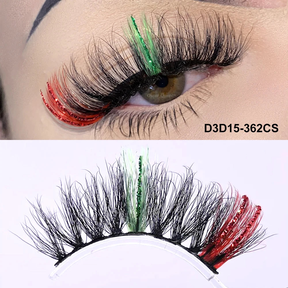 Fluffy Glitter Ombre Colored Lashes 5D Natural Mink Lashes Bulk Wholesale Magnetic Eyelashes Extension Makeup Lash Box Packaging