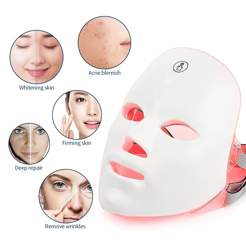Rechargeable Facial LED Mask — 7 Colors LED Photon Therapy for Skin Rejuvenation & Anti-Aging