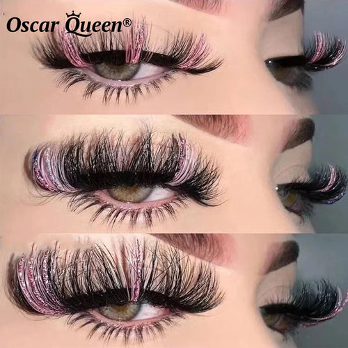 Fluffy Glitter Ombre Mink Lashes - 5D Natural Mink Lashes Bulk Wholesale Magnetic Eyelashes Extensions with Makeup Lash Box Packaging - Health and wellness