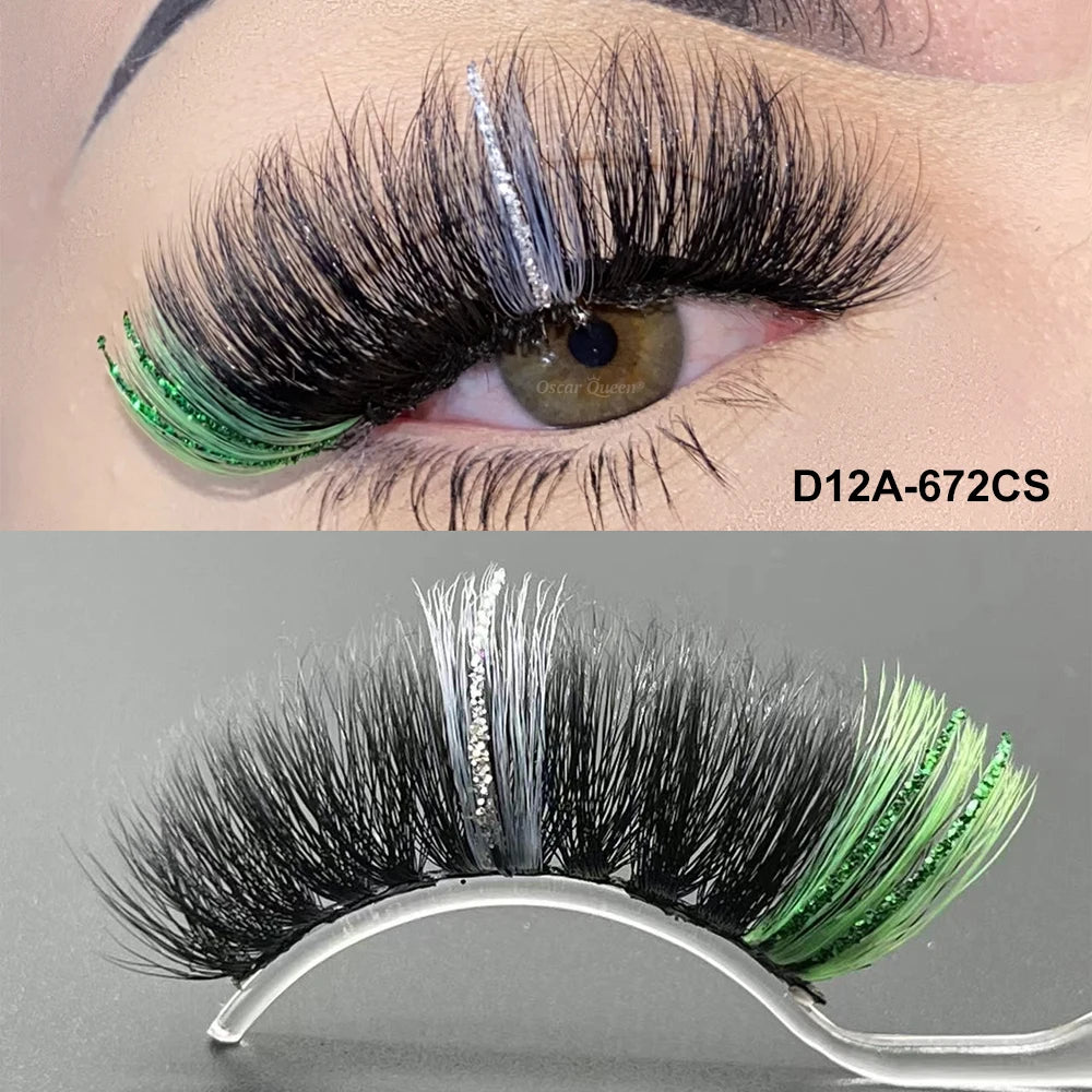 Fluffy Glitter Ombre Colored Lashes 5D Natural Mink Lashes Bulk Wholesale Magnetic Eyelashes Extension Makeup Lash Box Packaging