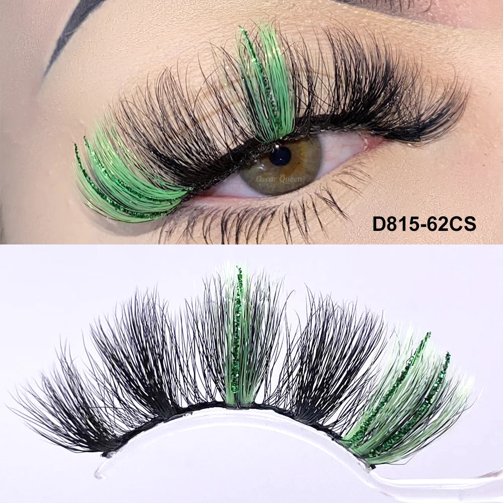 Fluffy Glitter Ombre Colored Lashes 5D Natural Mink Lashes Bulk Wholesale Magnetic Eyelashes Extension Makeup Lash Box Packaging