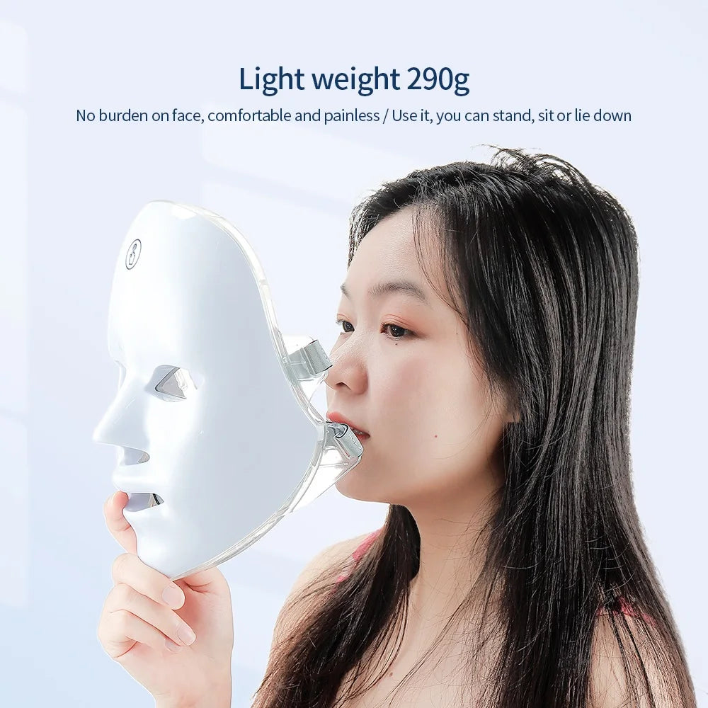 Rechargeable Facial LED Mask — 7 Colors LED Photon Therapy for Skin Rejuvenation & Anti-Aging
